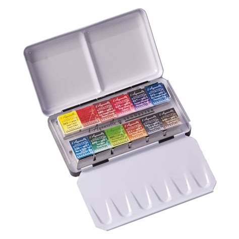 Sennelier L'Aquarelle Watercolor Metal Pocket Box Half Pan 12 Set